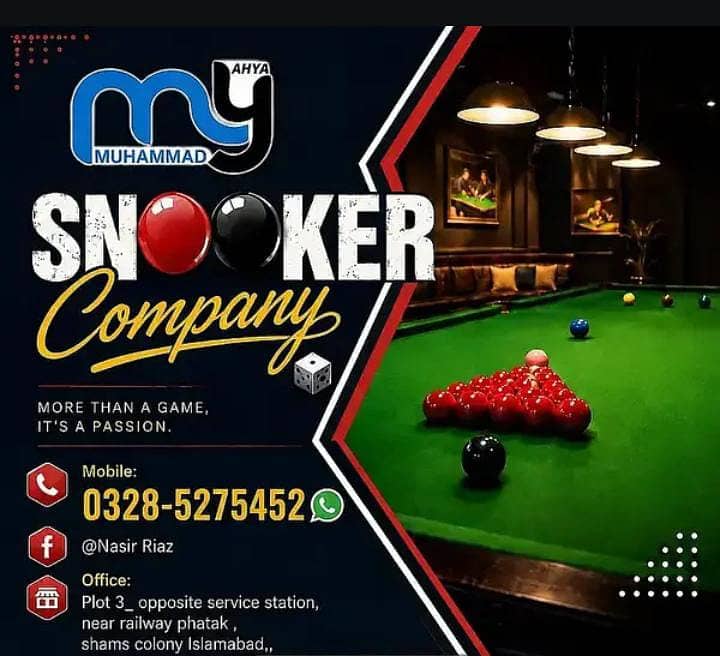 New Snooker Table Available Contact 03185403165